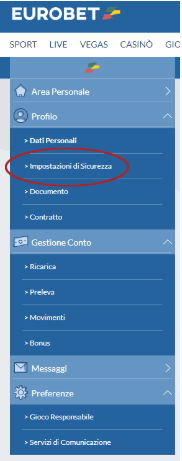 Immagine della pagina di Eurobet per la modifica della password, con il modulo in cui l'utente inserisce la nuova password e conferma la modifica per completare il processo di reset.